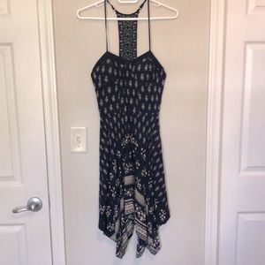 Navy Blue Corset High-Low Dress